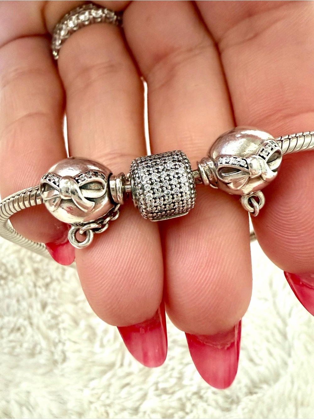 Pandora Silver Sparkle Charm Bracelet with Safety Chain